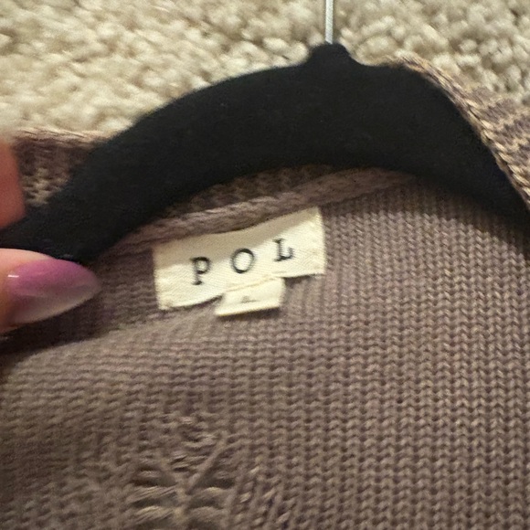 Taupe Knit Button-Front Women's Cardigan Sweater - Picture 2 of 2